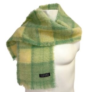 Foxford Green & Yellow Tartan Mohair Wool Scarf - 🇮🇪 Made in Ireland 🇮🇪